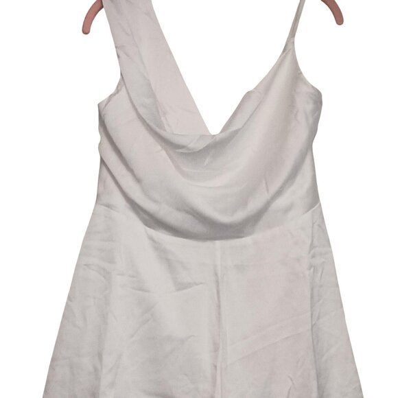 NEW‎ Lulus Likely Lover Ivory Satin Asymmetrical Cowl Neck Romper 2" Inseam XL - Picture 7 of 16
